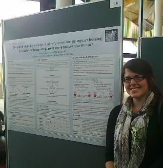 Rowena Hanan with poster at 1st White Rose Consortium conference